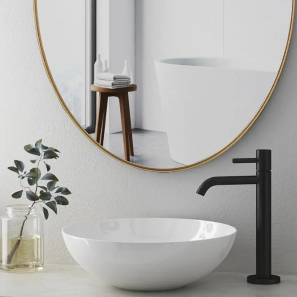 NEW West Elm XL Large Gold Framed Oval Vanity Wall Hanging Mirror - 22